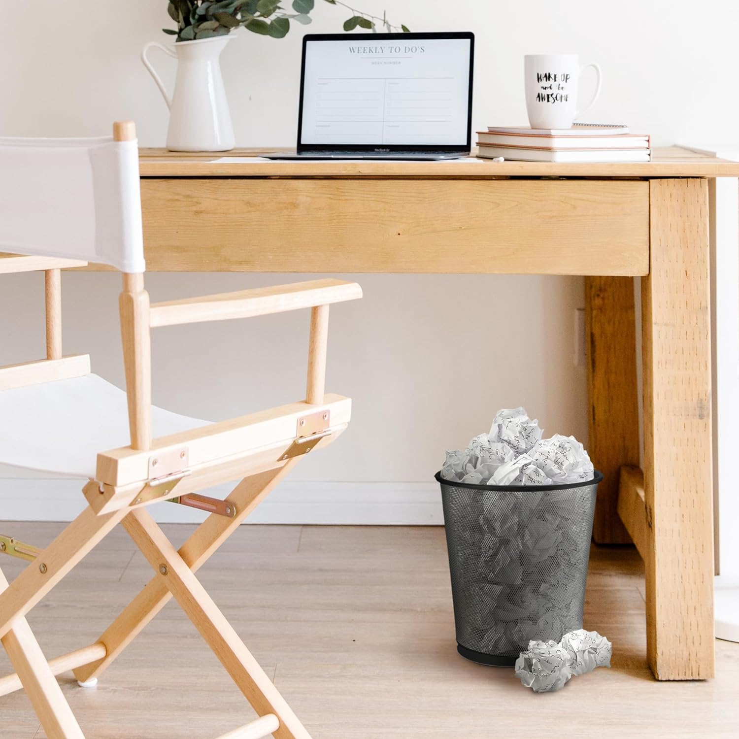 Round Mesh Trash Can - Metal Waste Bin for Home & Office – image 2